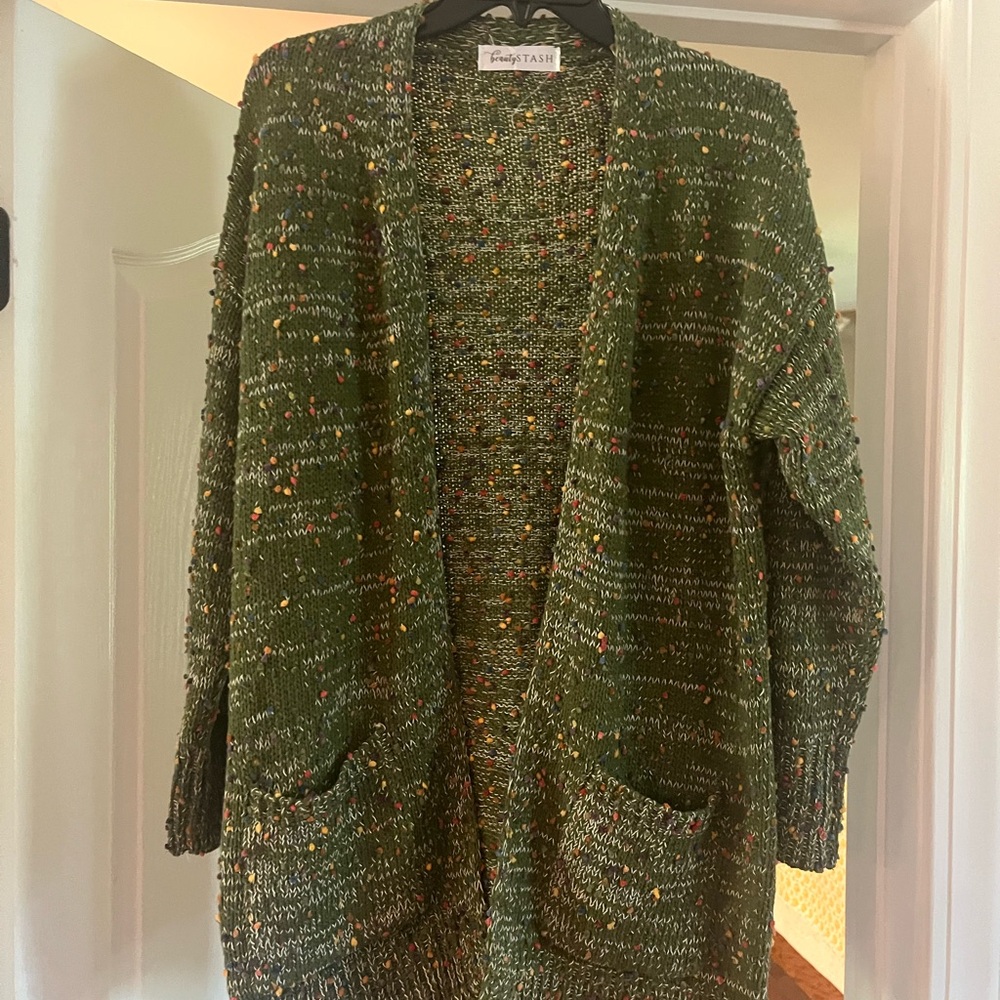 Confetti Green Cardigan, NWOT